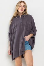 Gauze Quarter Sleeve Boyfriend Shirt