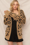 Purrfect Leopard Print Sweater Cardigan