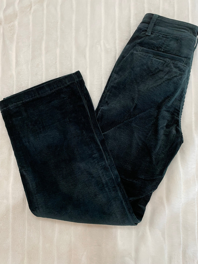 Blue Wide Leg Scallop Pocket Corduroy Trousers | Oliver Bonas