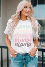 MAMA Curvy Graphic Contrast Tee Shirt