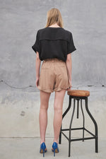 Pintuck Linen Shorts