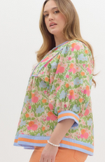 Charleston 1/2 Slv Floral Top