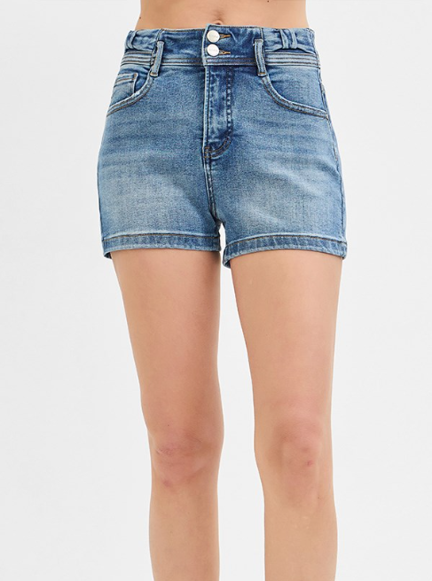 Risen Tummy Control Denim Shorts