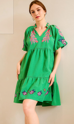 Belize Boho Embroidered Mini Dress