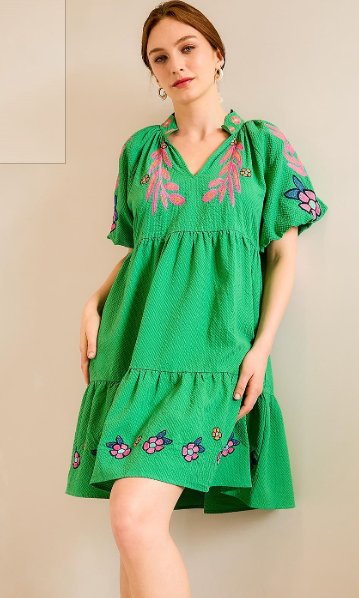 Belize Boho Embroidered Mini Dress