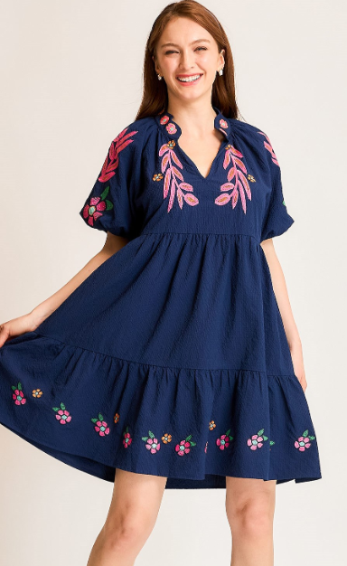 Belize Boho Embroidered Mini Dress