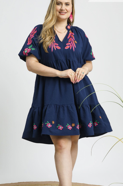 Belize Boho Embroidered Mini Dress