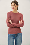 NEW COLOR-BASIC PULLOVER SOLID RIB KNIT