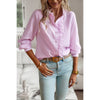Frenchy Striped Print Ruffle Trim Button Front Shirt
