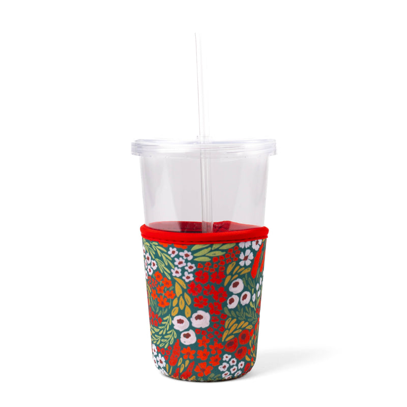 Christmas Floral Drink Sleeve | Iced Coffee, Drink Koozie