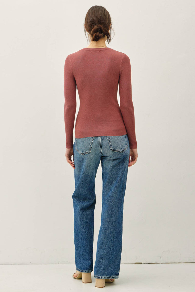 NEW COLOR-BASIC PULLOVER SOLID RIB KNIT