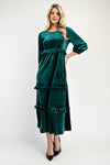 PLUS SIZE ELEGANT VELVET TIERED MODEST DRESS