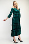 PLUS SIZE ELEGANT VELVET TIERED MODEST DRESS