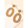 Raffia Braided Oval Hoop Drop Earrings