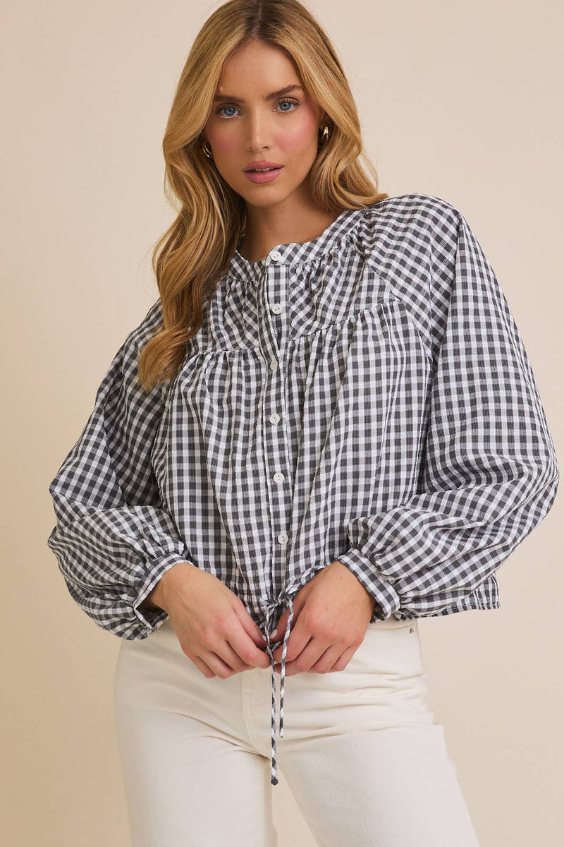 Gingham Tie Top