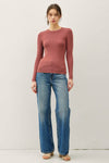NEW COLOR-BASIC PULLOVER SOLID RIB KNIT