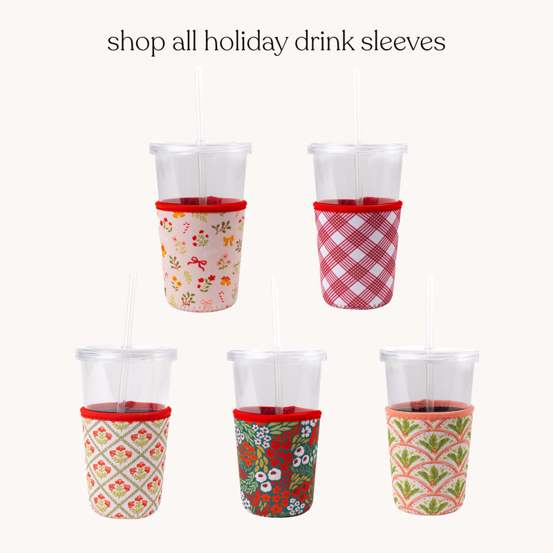 Christmas Floral Drink Sleeve | Iced Coffee, Drink Koozie