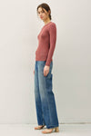 NEW COLOR-BASIC PULLOVER SOLID RIB KNIT