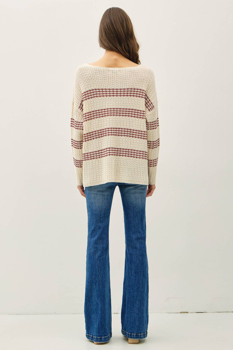 OVERSIZED STRIPE LONG SLEEVE KNIT SWEATER  (Copy)