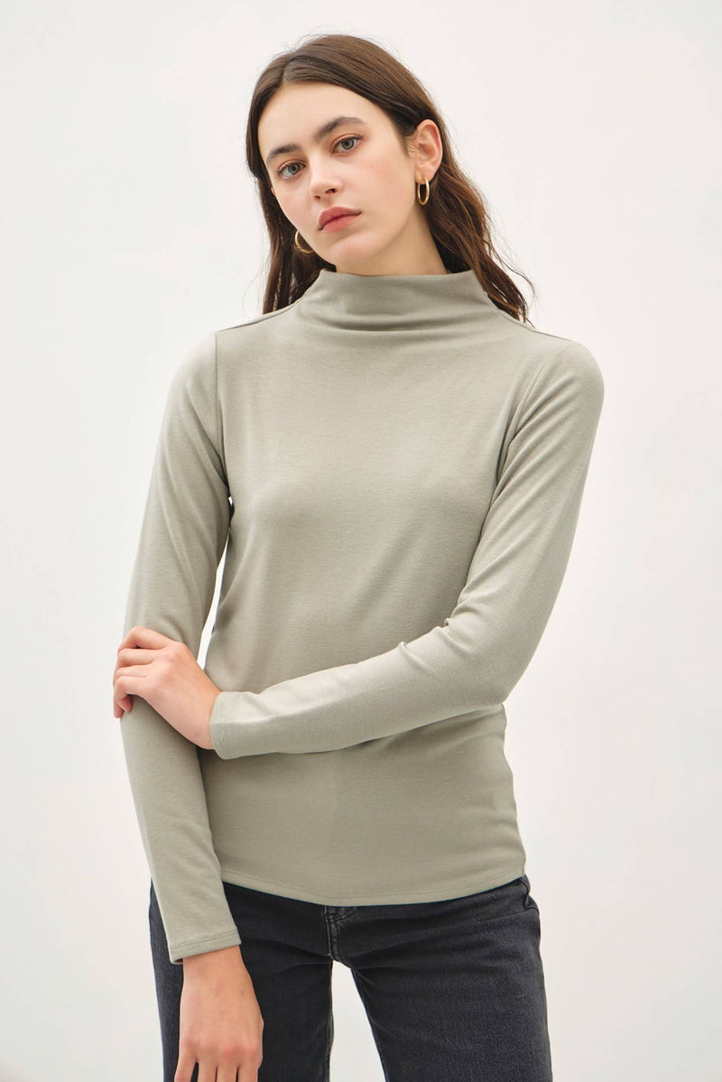 SOFT MOCKNECK LONG SLEEVE KNIT TOP
