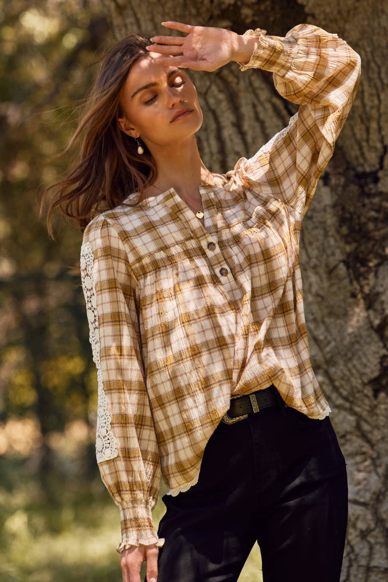 Lace & Plaid Top