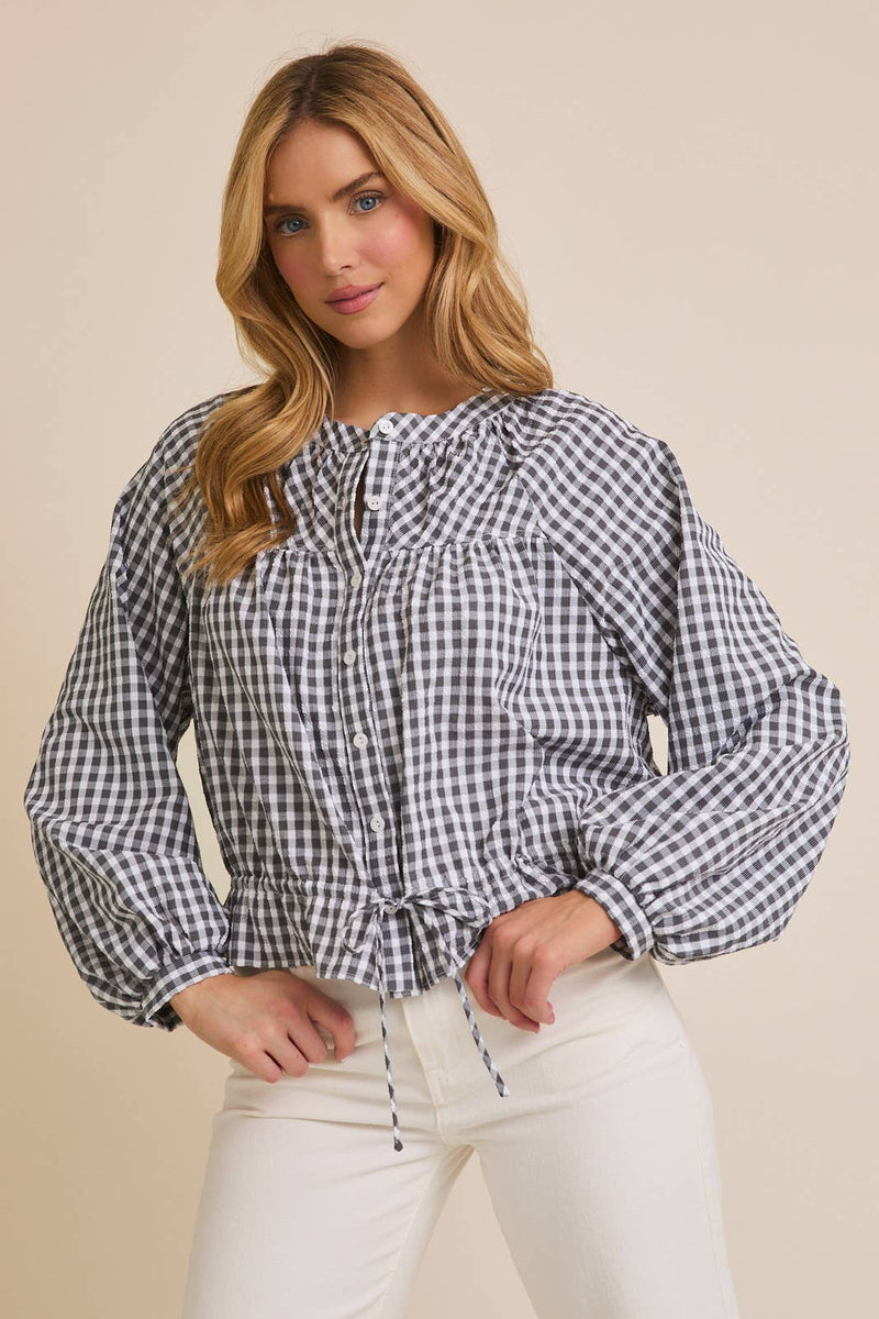 Gingham Tie Top
