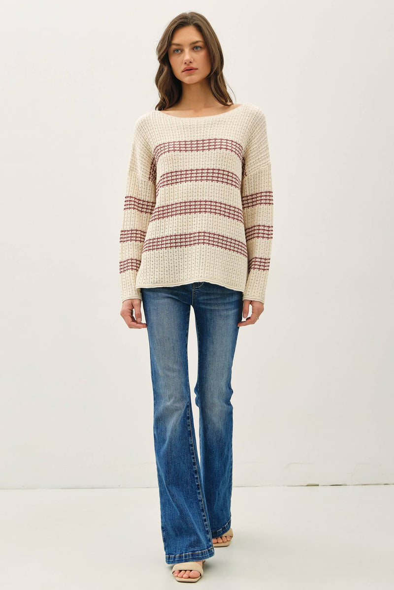 OVERSIZED STRIPE LONG SLEEVE KNIT SWEATER  (Copy)