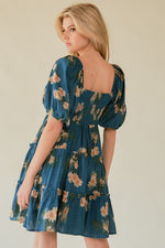 Lovestruck Balloon Sleeve Floral Tiered Midi Dress