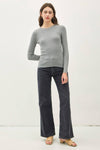 NEW COLOR-BASIC PULLOVER SOLID RIB KNIT