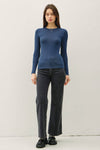 NEW COLOR-BASIC PULLOVER SOLID RIB KNIT