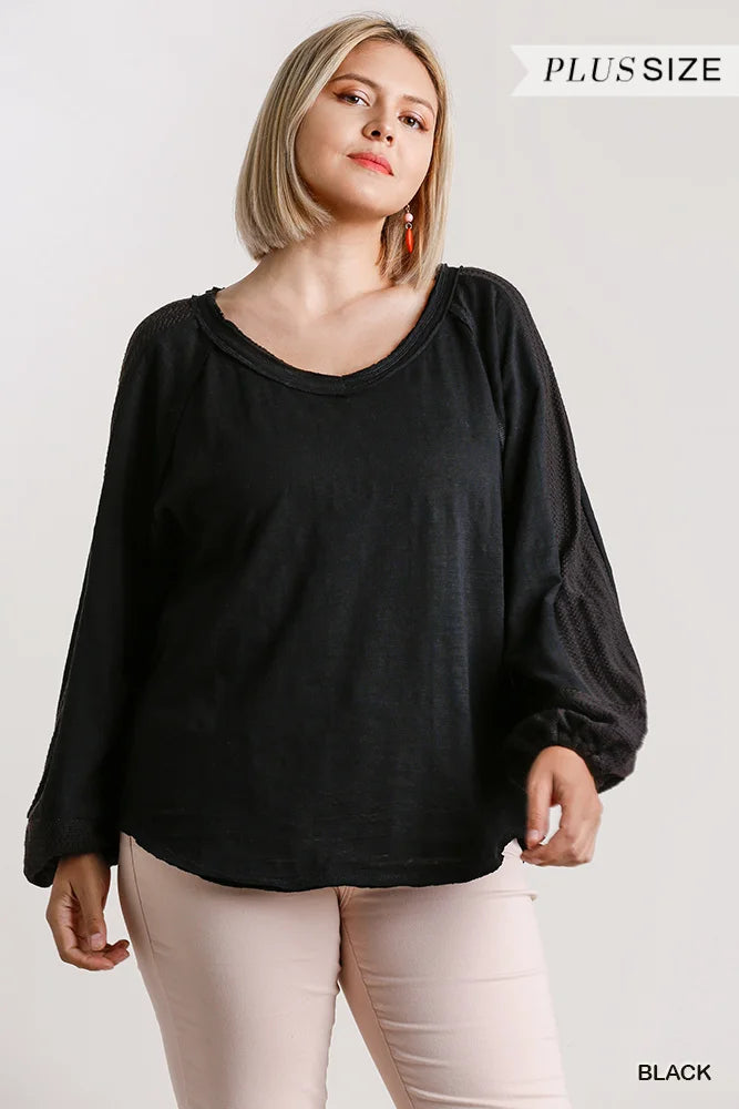 Raw Edged Wide Neck Top