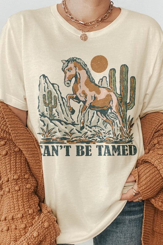 Cant Be Tamed Western Horse Graphic Tee - In Bloom Boutique 