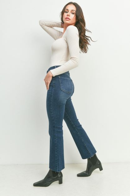 CROPPED FLARE JEANS - In Bloom Boutique 