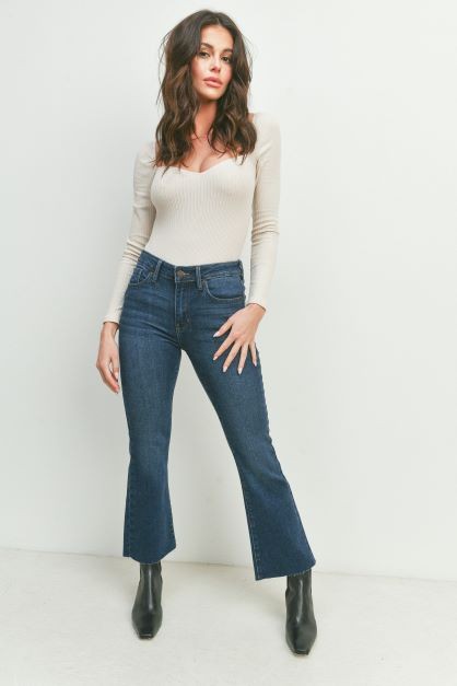 CROPPED FLARE JEANS - In Bloom Boutique 