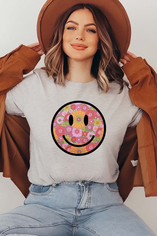 Boho Happy Face Graphic Tee - In Bloom Boutique 