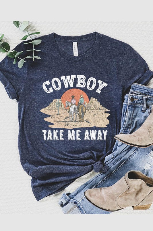 Cowboy Take Me Away Sunset Graphic (Online Only) - In Bloom Boutique 