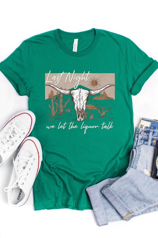 Curvy Last Night Longhorn Lyric Tee (Online Only) - In Bloom Boutique 