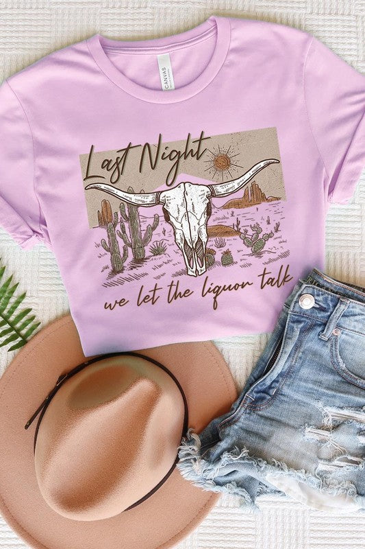 Curvy Last Night Longhorn Lyric Tee (Online Only) - In Bloom Boutique 