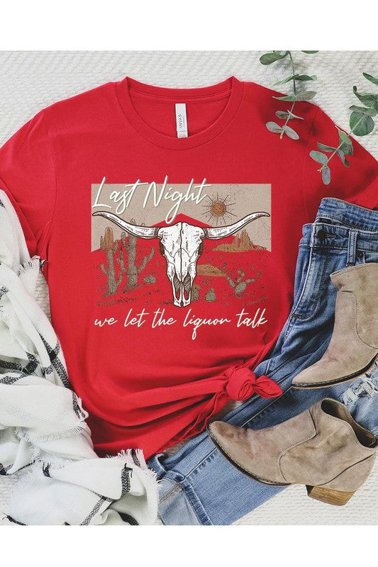 Curvy Last Night Longhorn Lyric Tee (Online Only) - In Bloom Boutique 