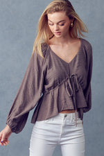 V-Neck Ruching Top - In Bloom Boutique 
