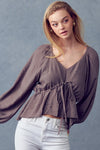 V-Neck Ruching Top - In Bloom Boutique 