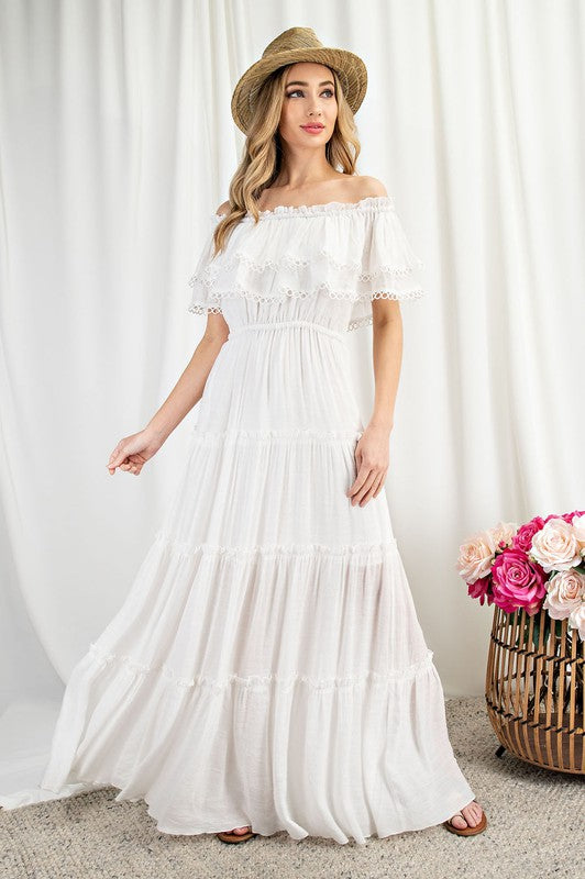Beach Bride OTS Tiered Dress - In Bloom Boutique 