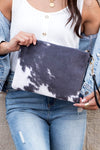 Cow Printed Clutch - In Bloom Boutique 