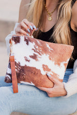 Cow Printed Clutch - In Bloom Boutique 