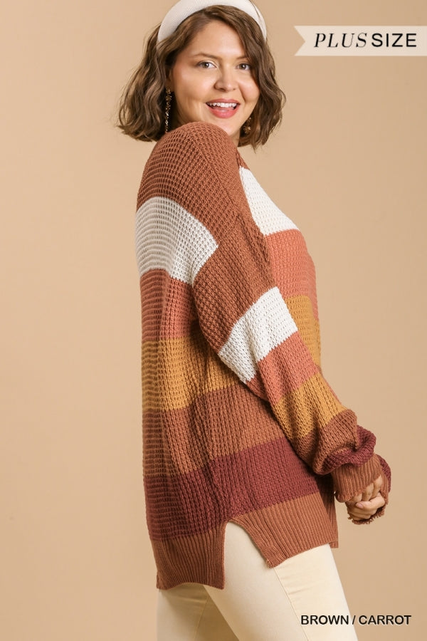 Curvy Knit Striped Sweater - In Bloom Boutique 