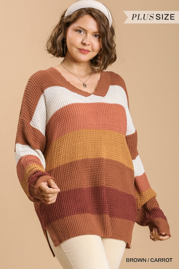 Curvy Knit Striped Sweater - In Bloom Boutique 