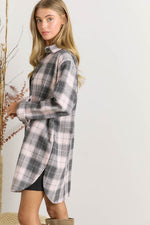 Curvy Long Plaid Shacket - In Bloom Boutique 