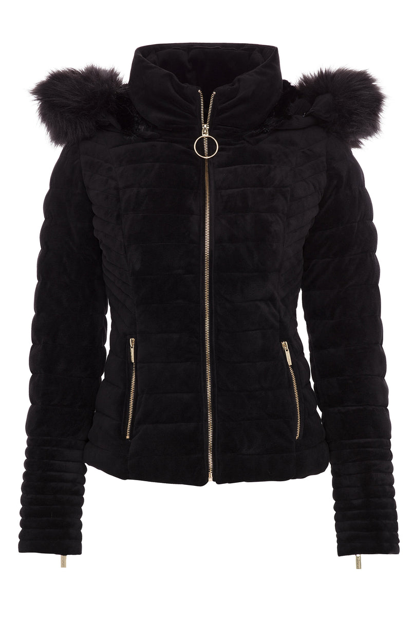 Elegant Puffer Velvet Jacket - In Bloom Boutique 