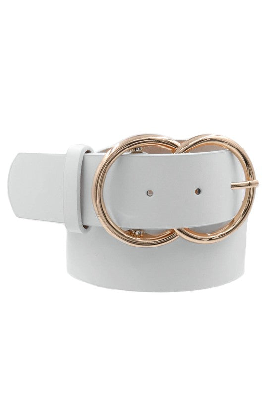 Faux Leather Double Gold Ring Belt - In Bloom Boutique 