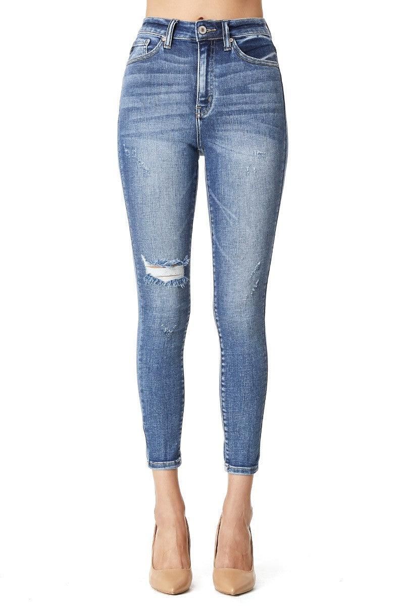 KanCan High Rise Knee Distress Skinny Jean - In Bloom Boutique 